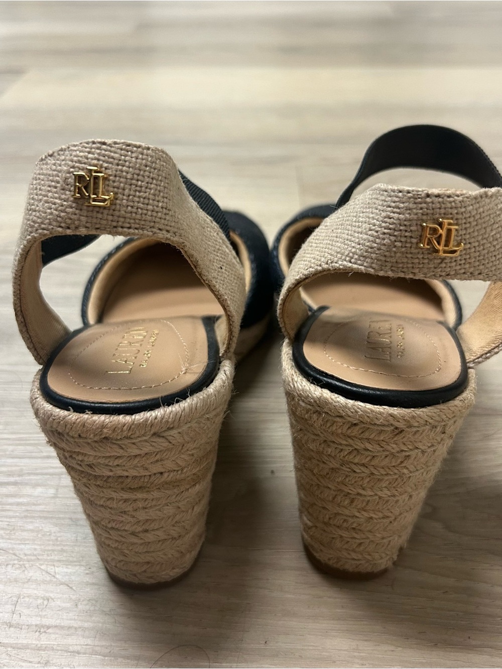 Lauren Ralph Lauren Sandals  Espadrille Wedge Women's Sz 8 Black Pearle Coastal - Picture 6 of 16